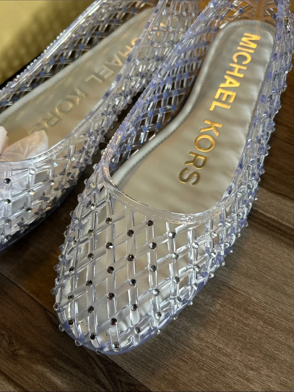Michael Kors Crystal Mesh Ballet Flats - Clear/Silver